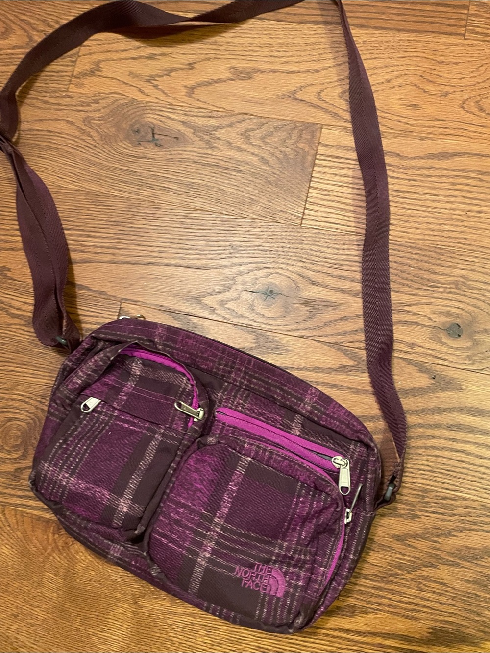 The North Face Purple Plaid Small Crossbody Bag